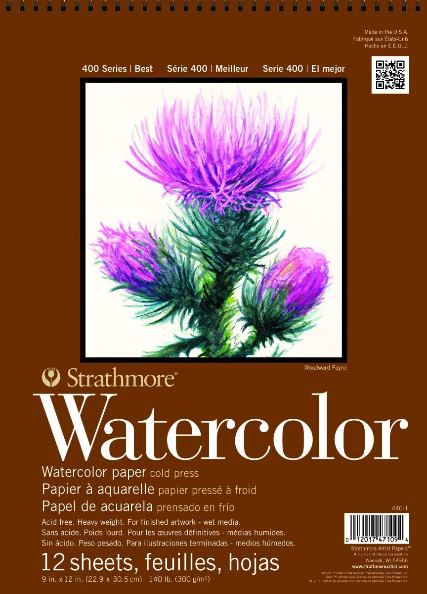 Strathmore 400 Series Watercolor Pad, 9"x12" Wire Bound, 12 Sheets