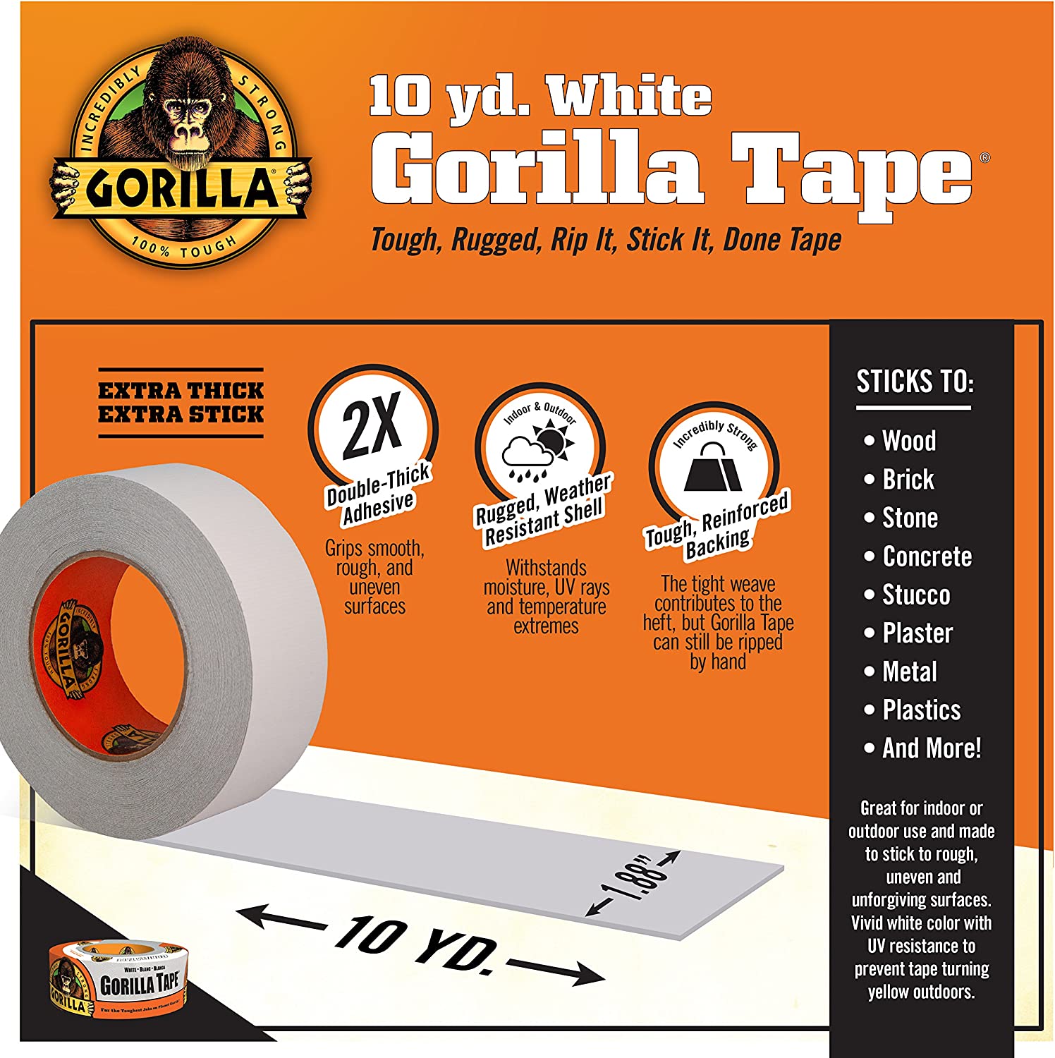 White Duct Tape Roll 2 x 30' (10 yards)