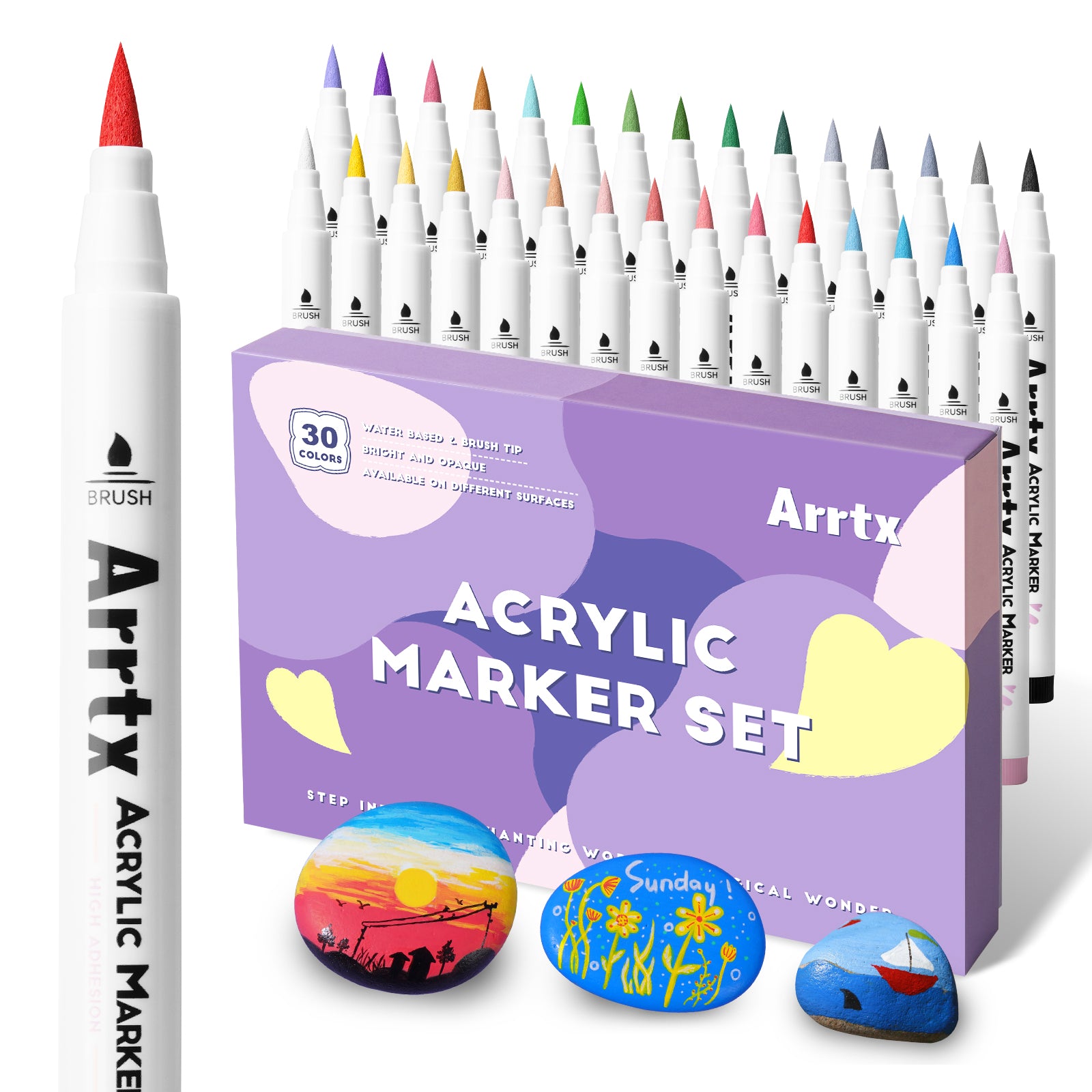 Arrtx 30 Colors Acrylic Brush Paint Pens