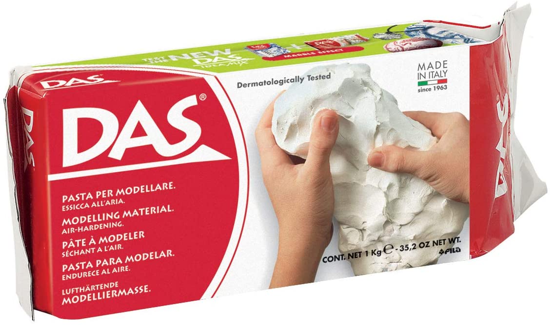Air Dry Hardening Modeling Clay by DAS Made in Italy 1kg White / Terracotta Kids Friendly