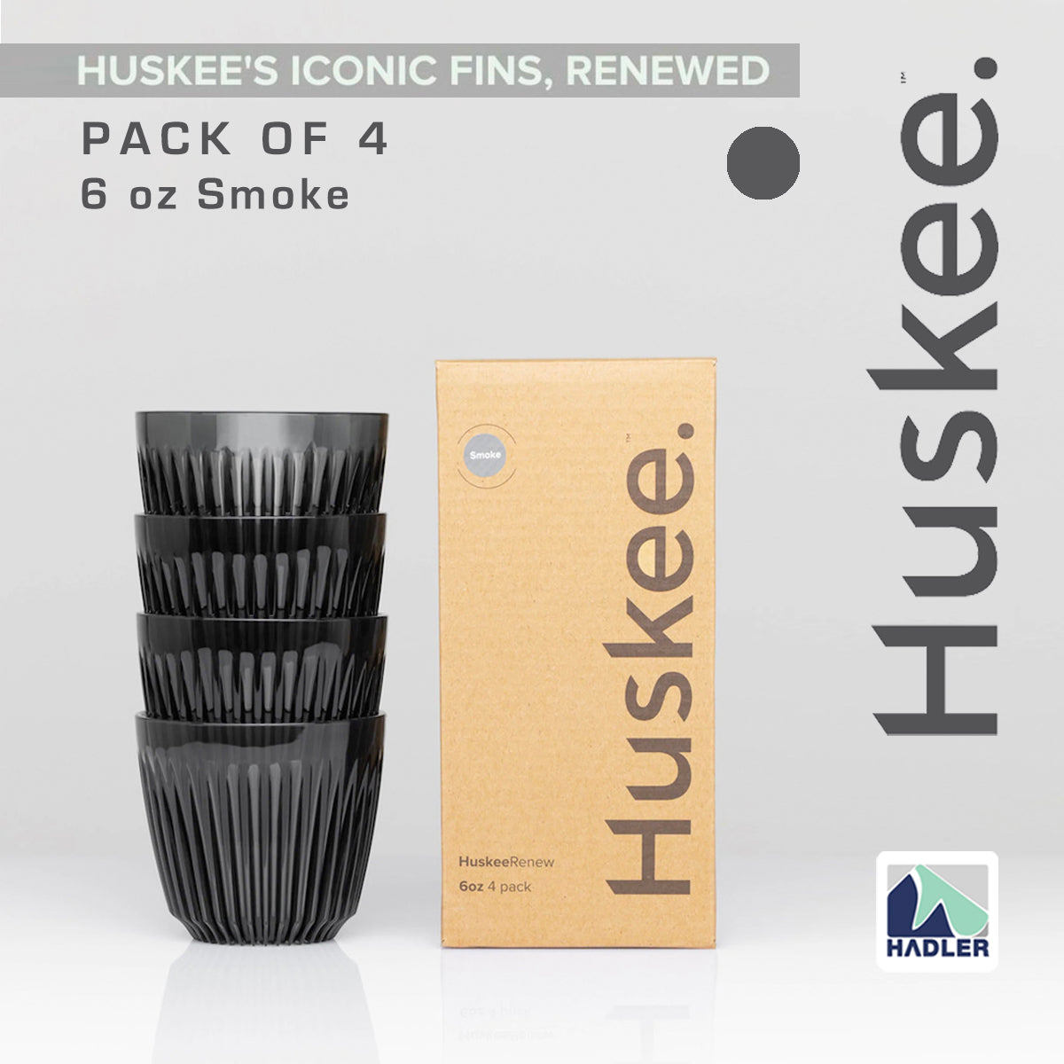 Huskee Renew 6oz Pack of 4 Coffee Cups [Smoke]