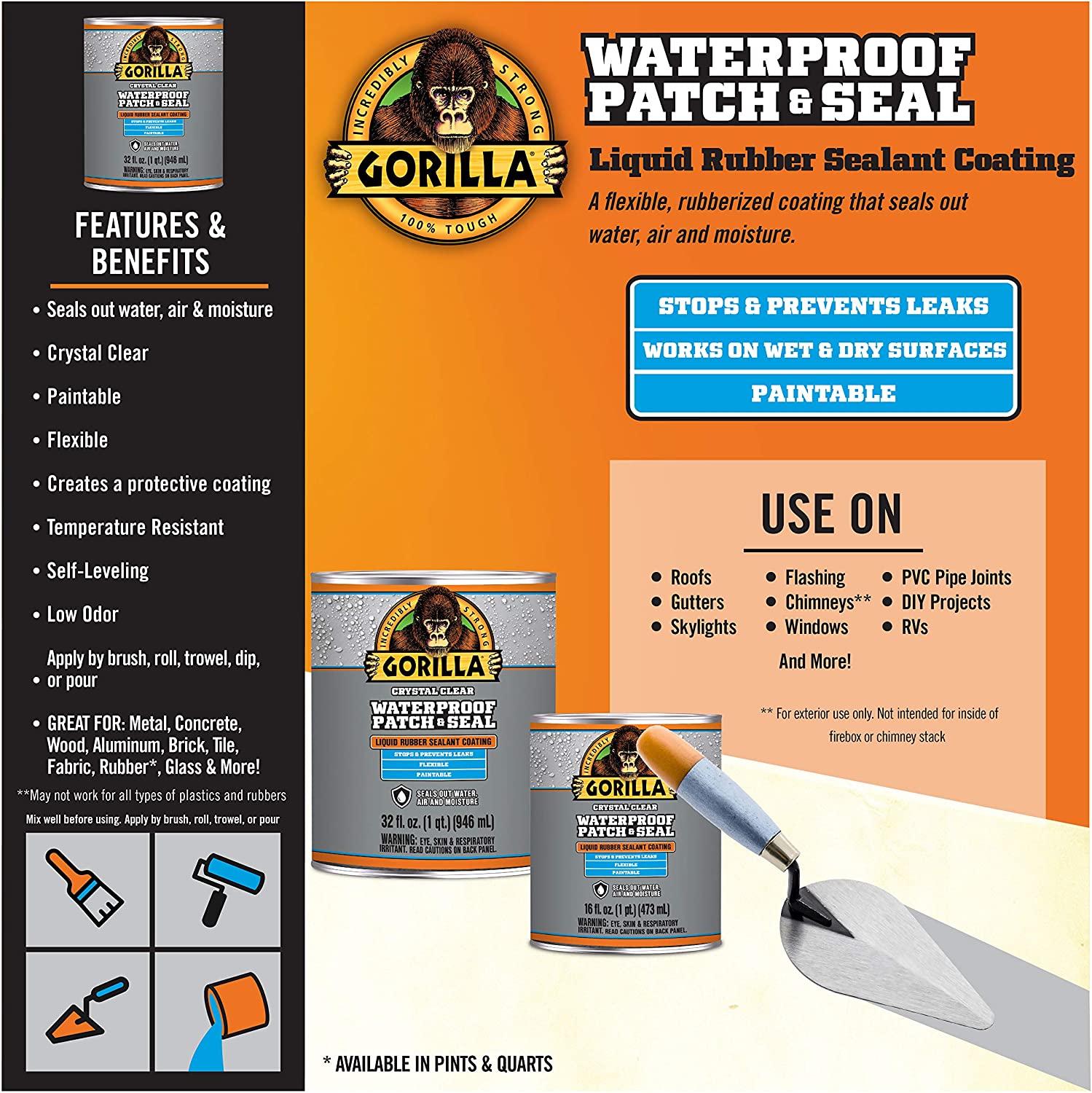 Gorilla Waterproof Caulk and Seal 10-oz White Silicone Caulk in