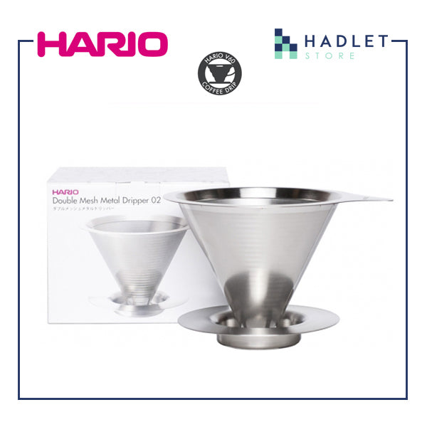 Hario Double Mesh Metal Dripper, Size 01/02, Silver No Filter Paper Needed