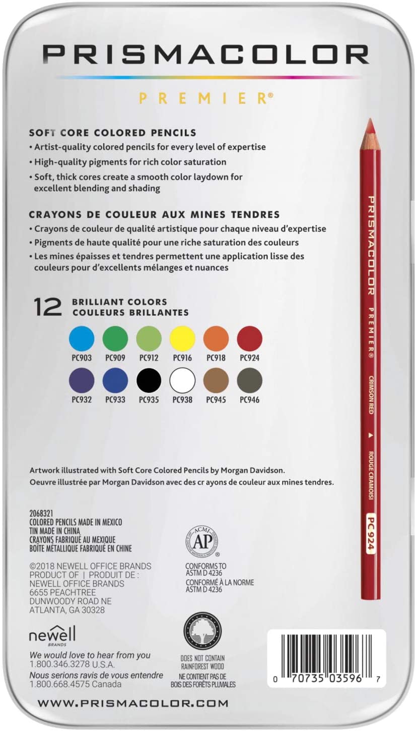 Prismacolor Premier Soft Core Colored Pencils Set of 12