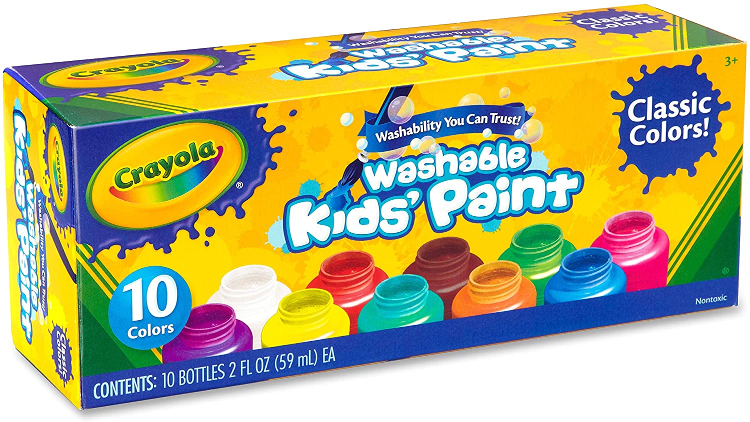 Crayola Washable Kids Paint Bottles, 59ml, 10 Bottles