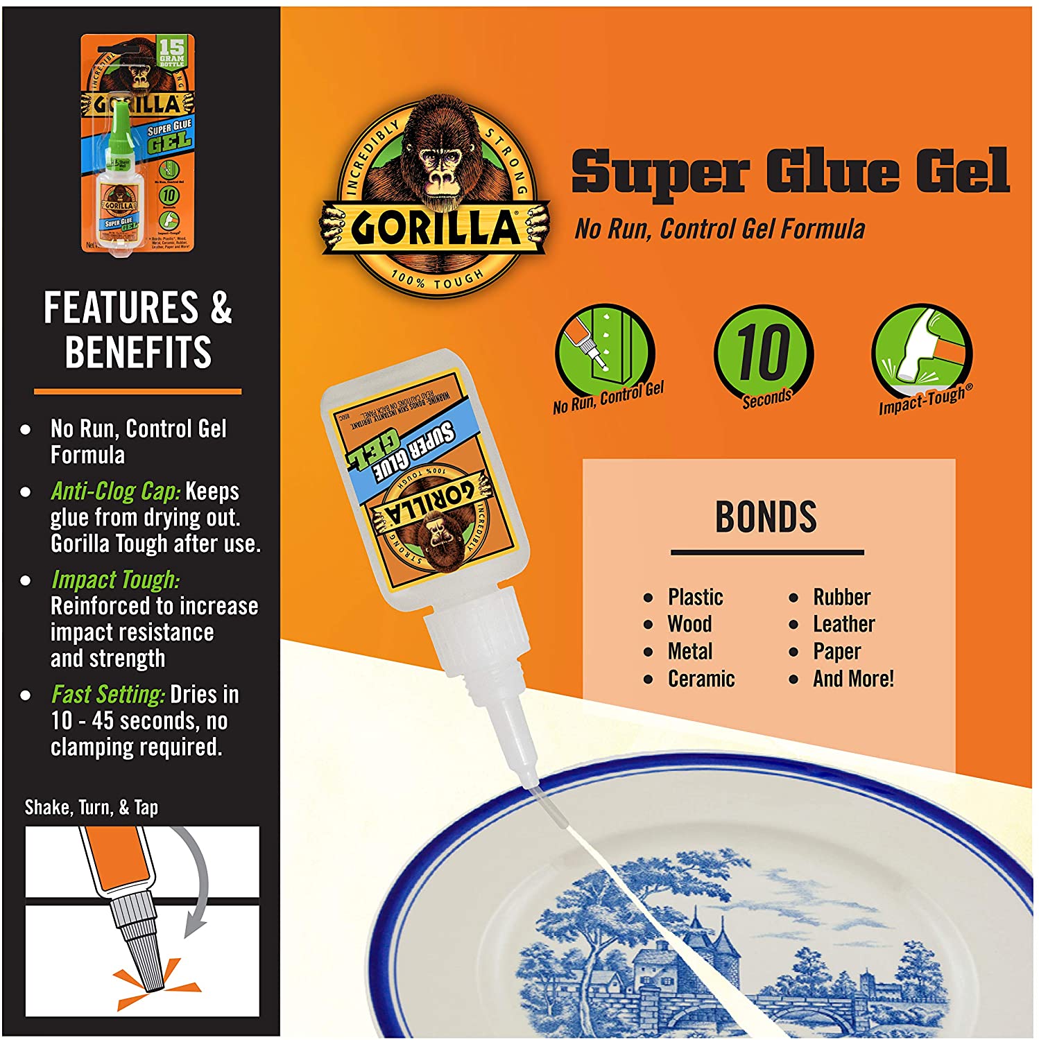  Gorilla Glue Super Glue Liquid, Cyanoacrylate Glue