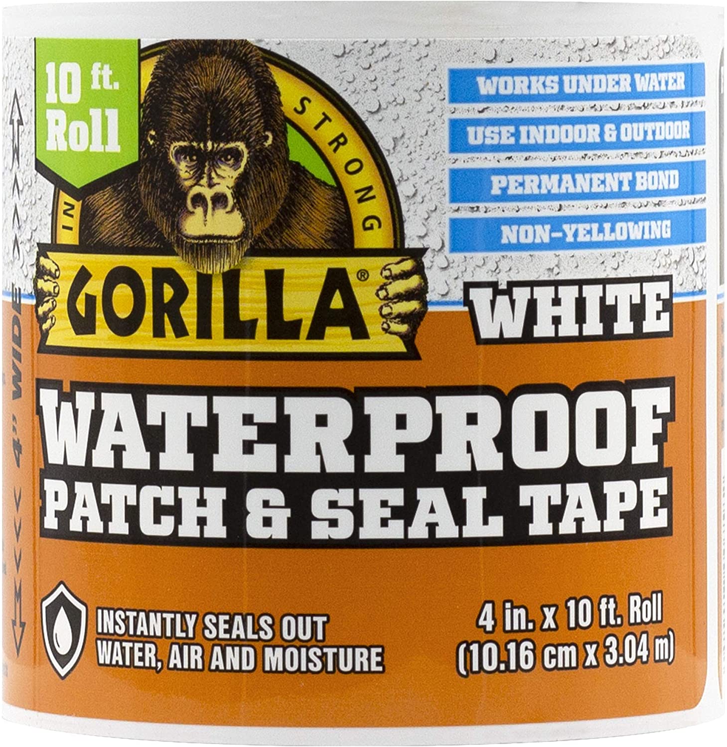 Gorilla 防水贴片和密封胶带，3.04 x 0.1 m，黑色/白色/透明