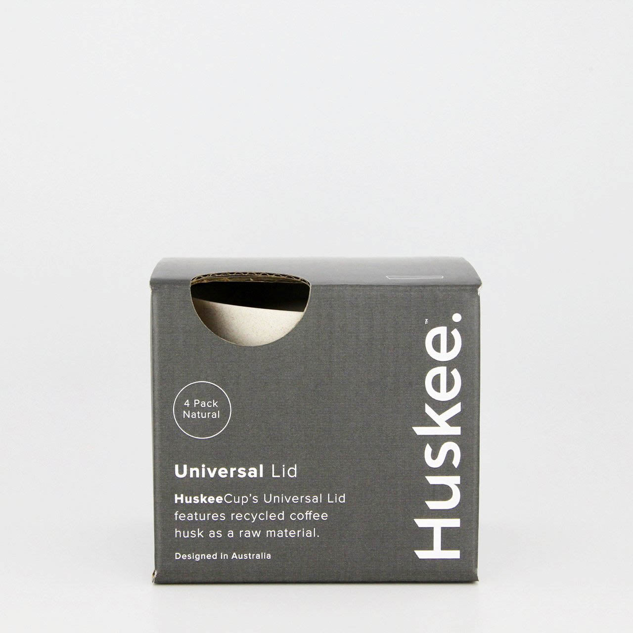 Huskee Coffee Universal Lid Pack of 4 (Charcoal/Natural)