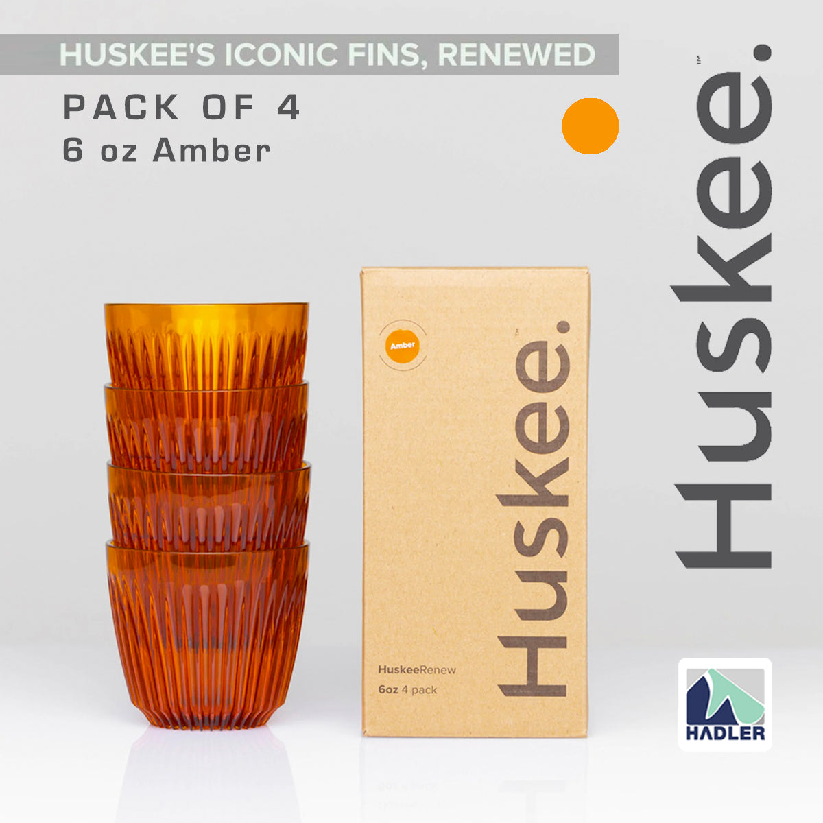 Huskee Renew 6oz Pack of 4 Coffee Cups [Amber]