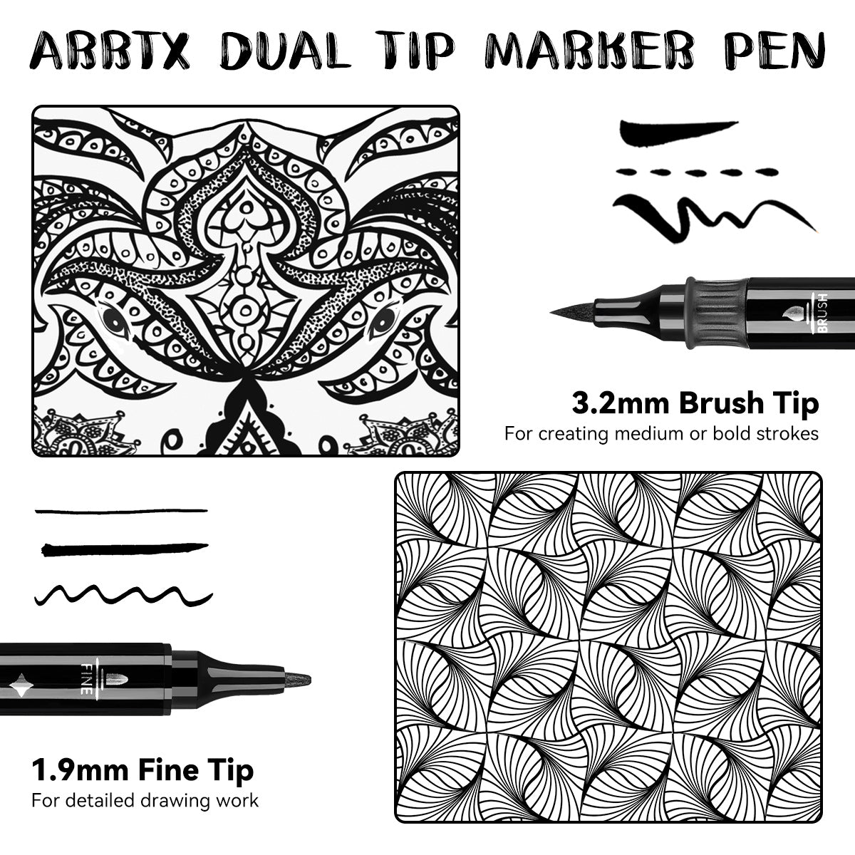 Arrtx 8 Black Acrylic Paint Markers Dual Tip