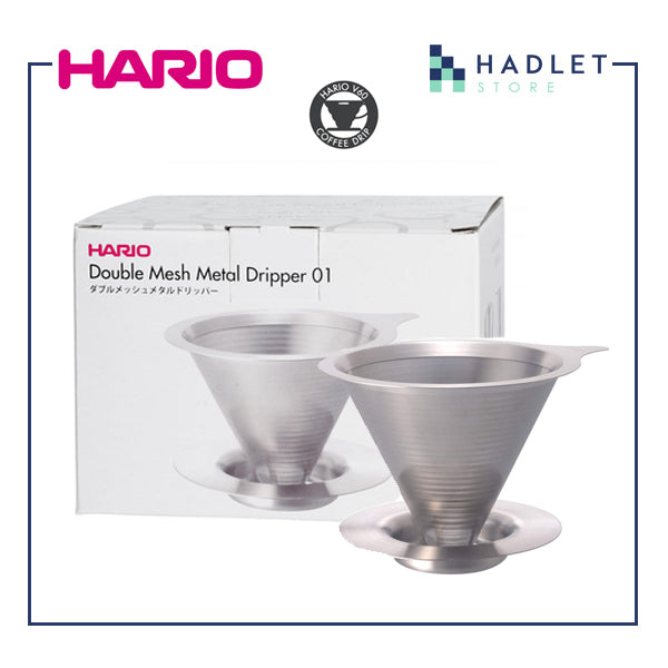 Hario Double Mesh Metal Dripper, Size 01/02, Silver No Filter Paper Needed