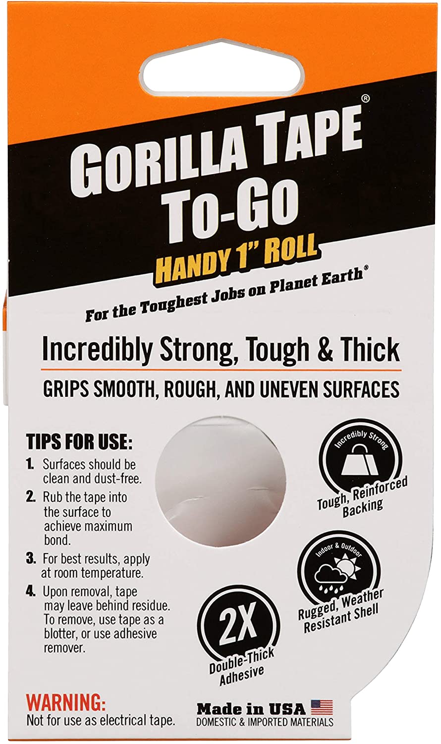 Gorilla Tape to Go Handy Roll, 1-Pack, Black