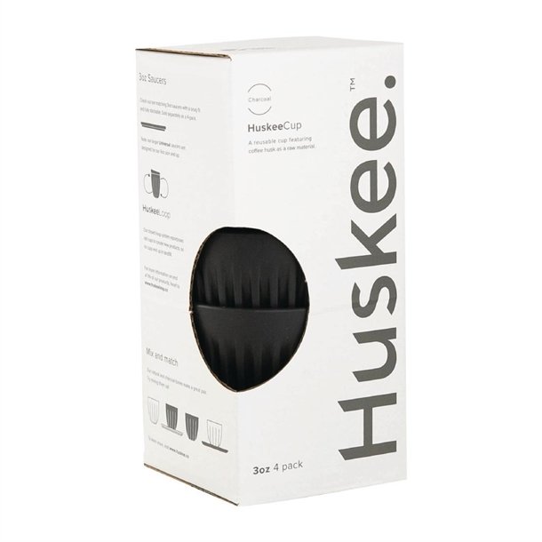 Huskee Coffee Cups Pack of 4 [3oz/88ml] (Charcoal/Natural)