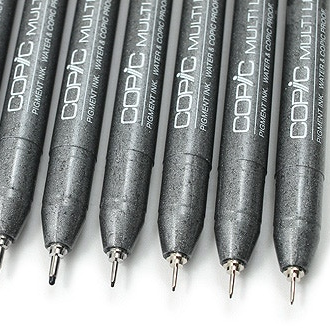 酷笔客马克笔 9 件装多线墨水笔套装 B-2，黑色