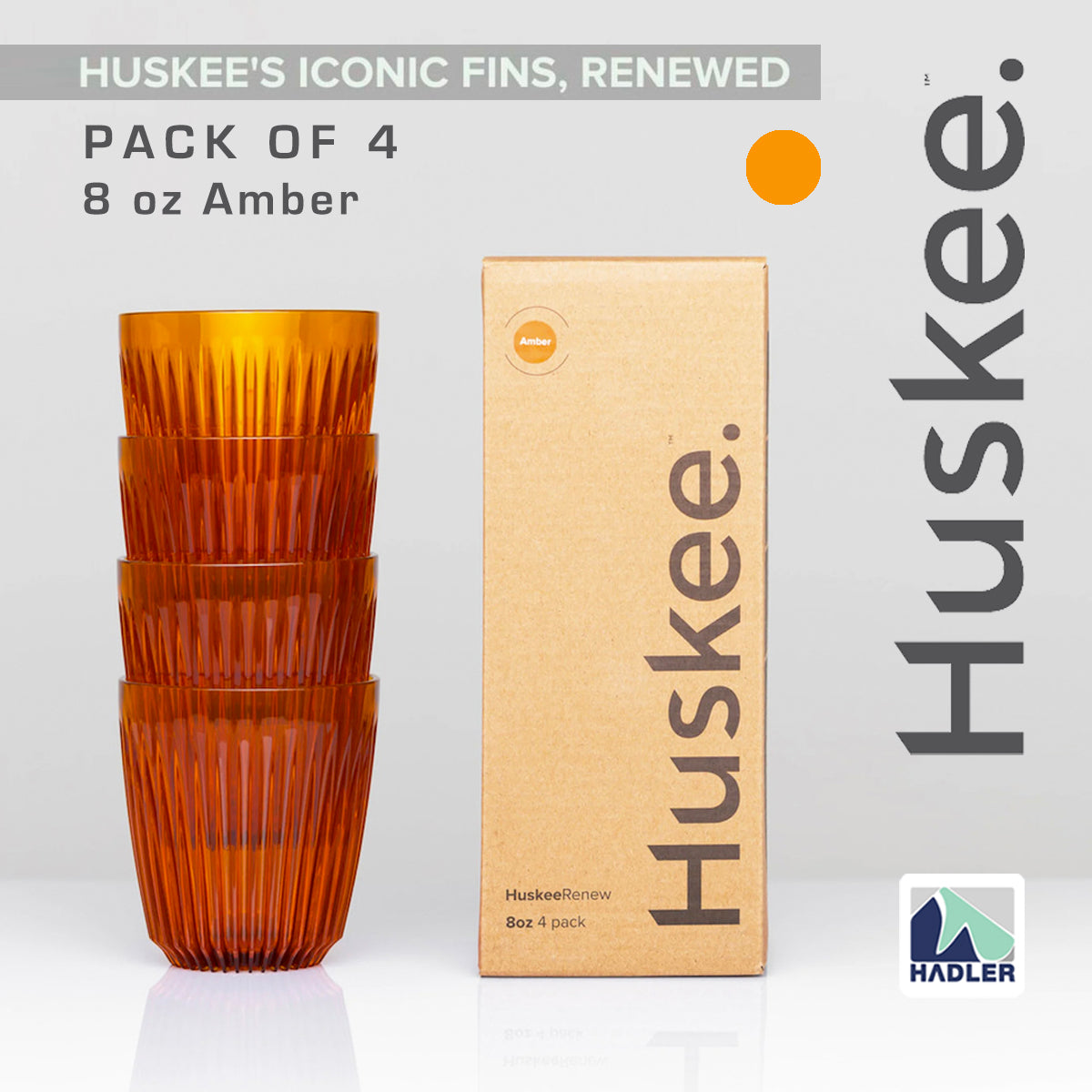 Huskee Renew 8oz Pack of 4 Coffee Cups [Amber]