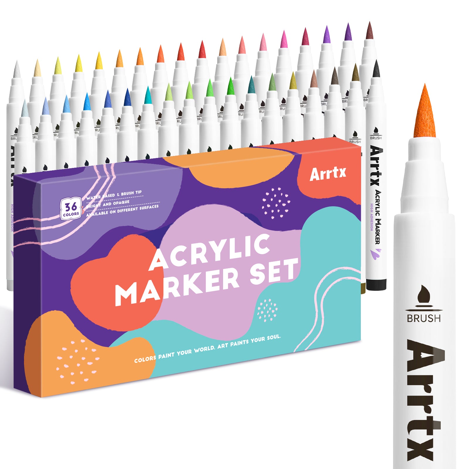 Arrtx 36 Colors Acrylic Brush Paint Pens