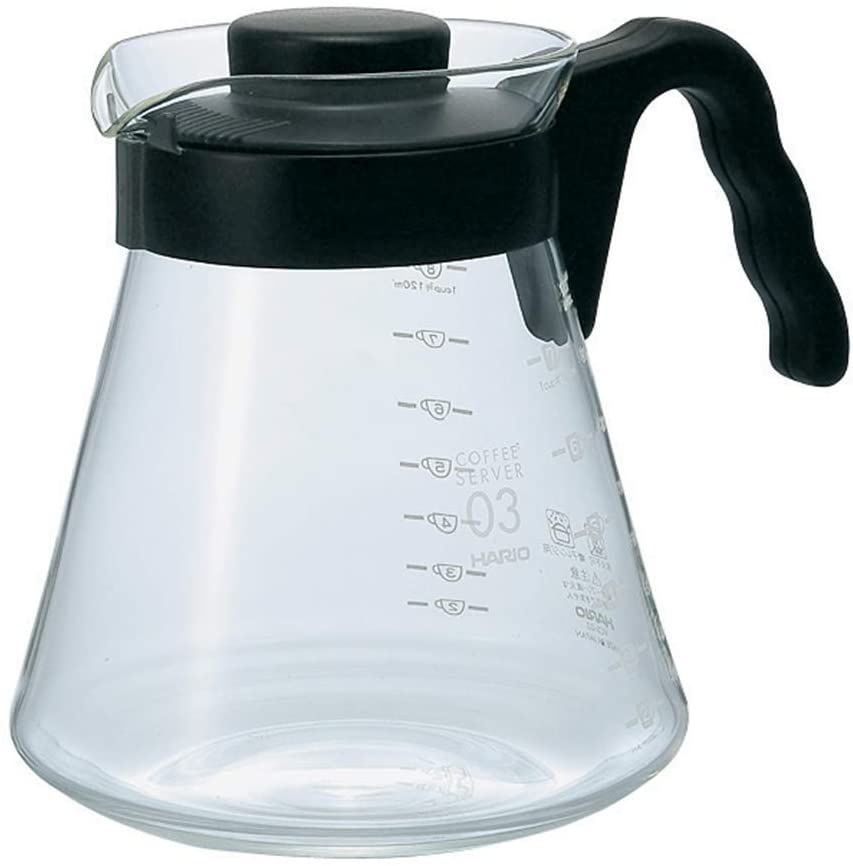 HARIO V60 玻璃咖啡杯，1000 毫升，黑色，尺寸 03