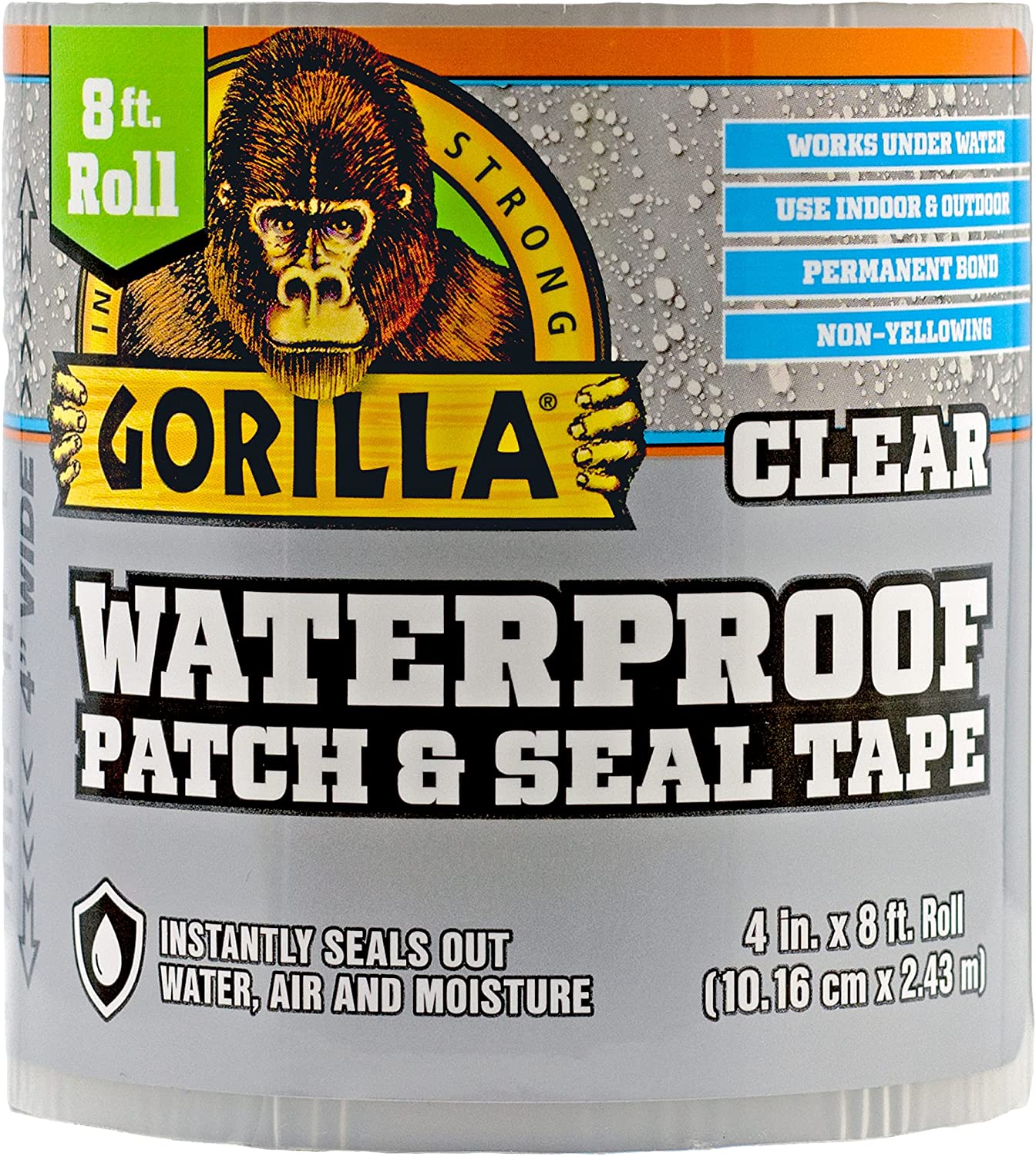 Gorilla 防水贴片和密封胶带，3.04 x 0.1 m，黑色/白色/透明