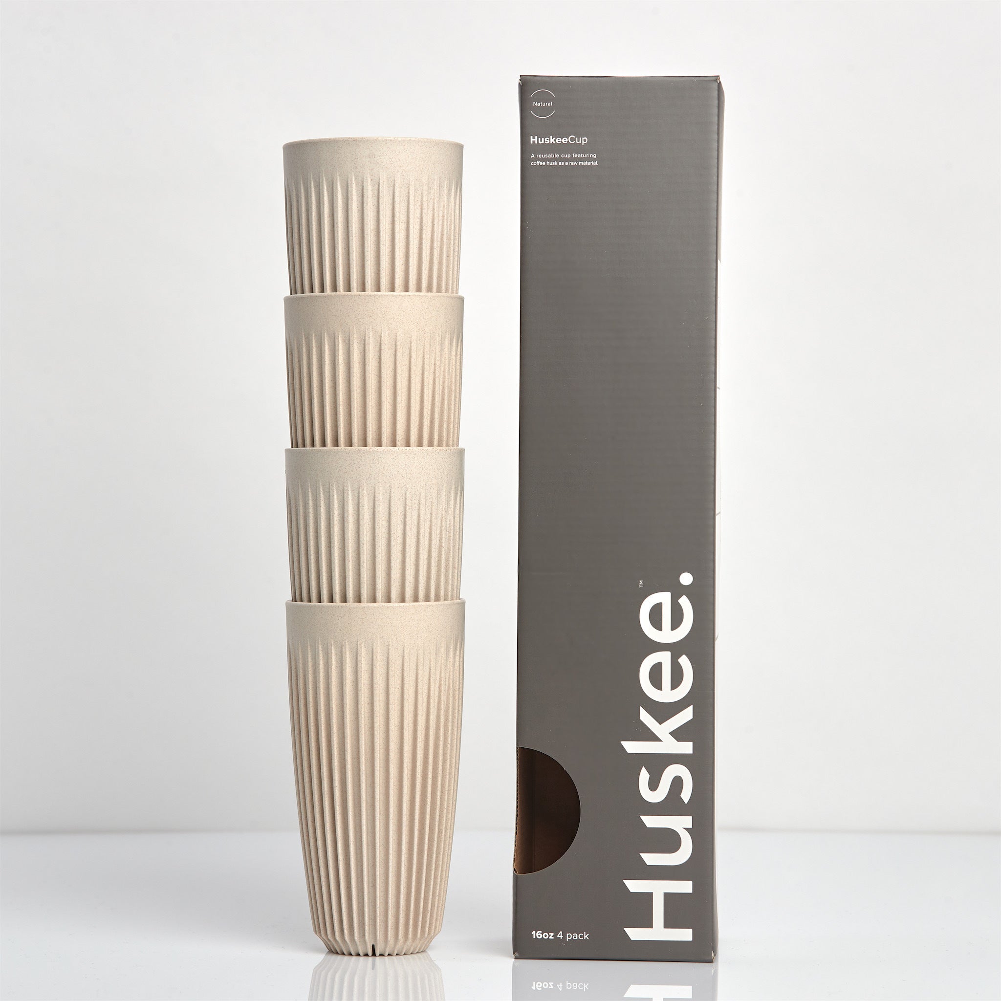 Huskee 咖啡杯 4 件装 [16 盎司/473 毫升]（木炭/自然色）