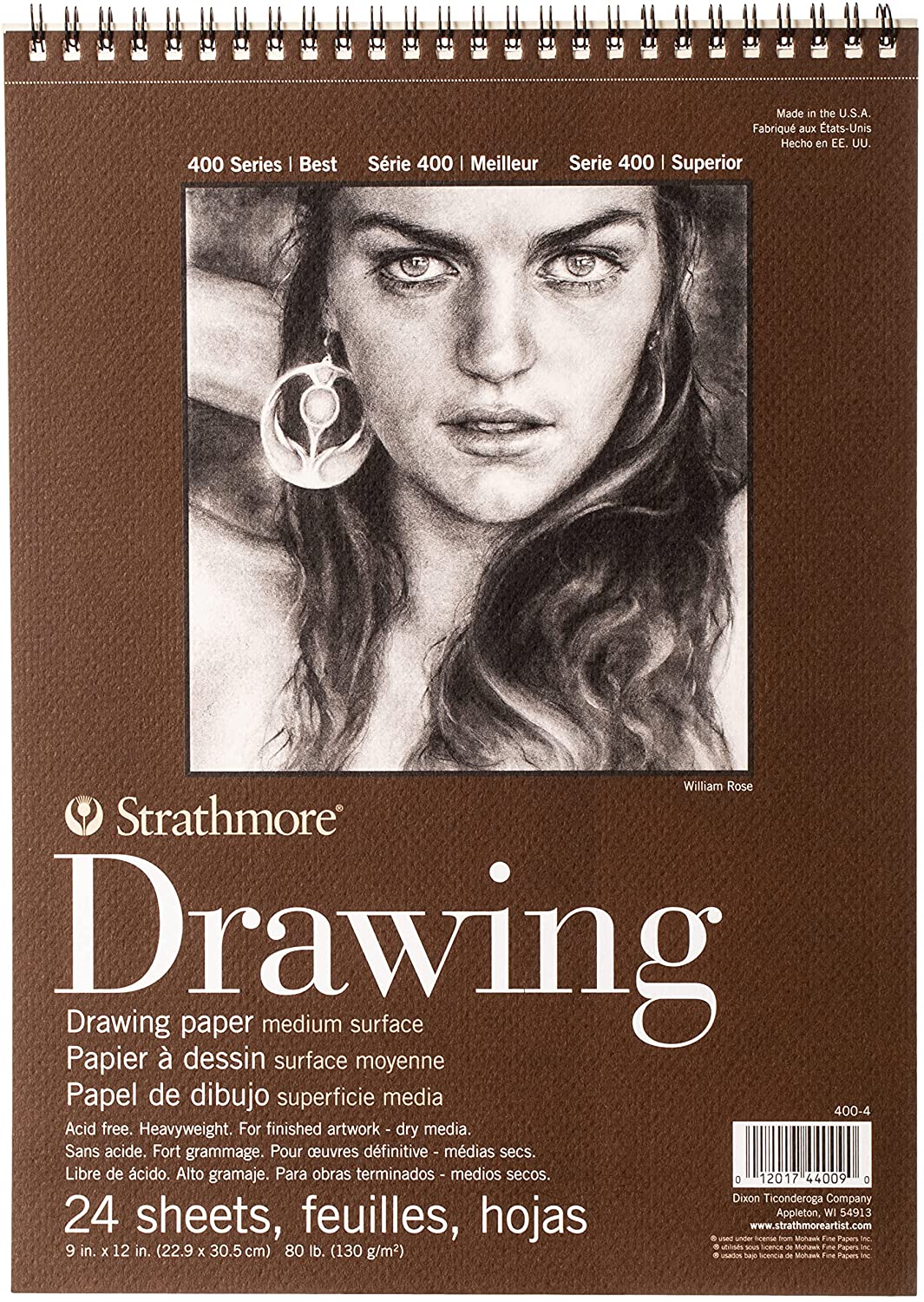 Strathmore 400 系列绘图本，9 英寸 x 12 英寸/22.9 x 30.5 厘米，象牙色/奶油色，24 张