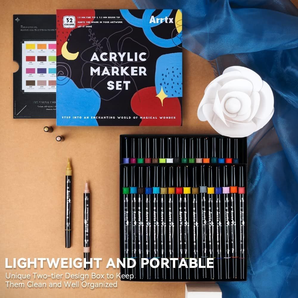 Arrtx 32 Dual Tip Acrylic Markers